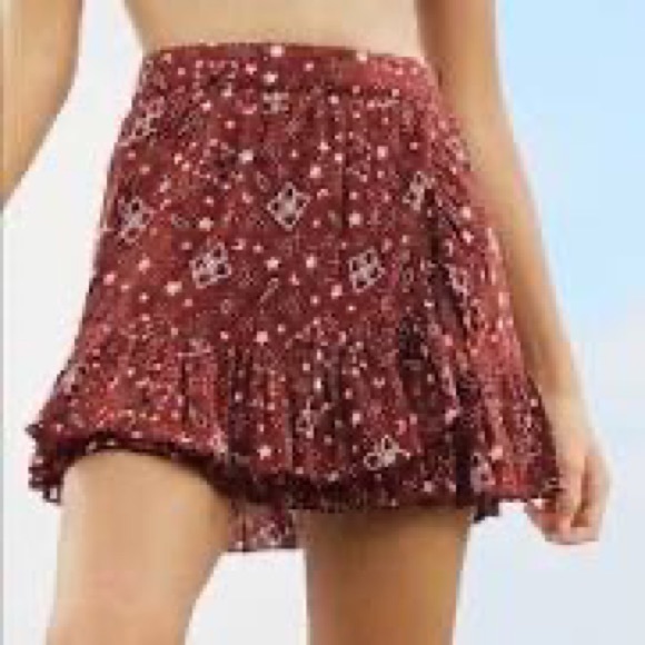 Aerie Ruffle Mini Skirt Bandana Western concert sz Small - Picture 9 of 9
